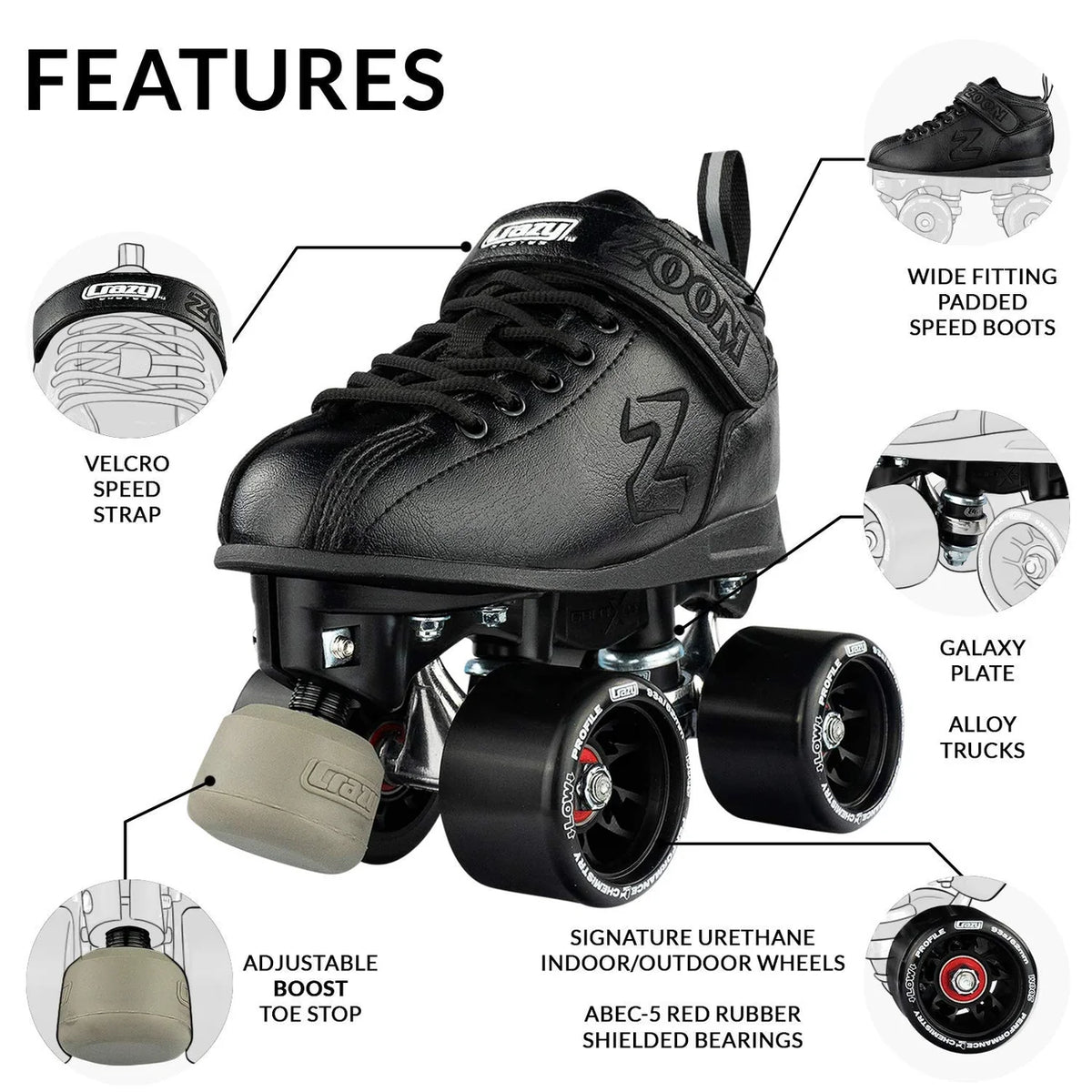 Crazy Skates ZOOM Speed Roller Skates