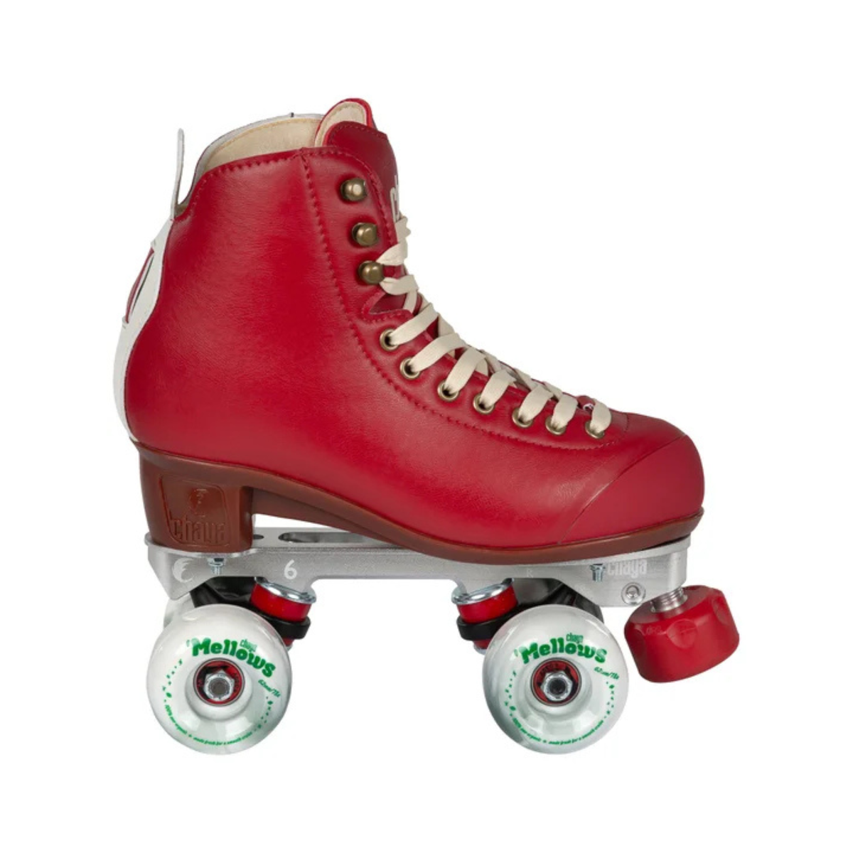 Chaya Melrose Premium red outdoor roller skate with white 62mm wheels