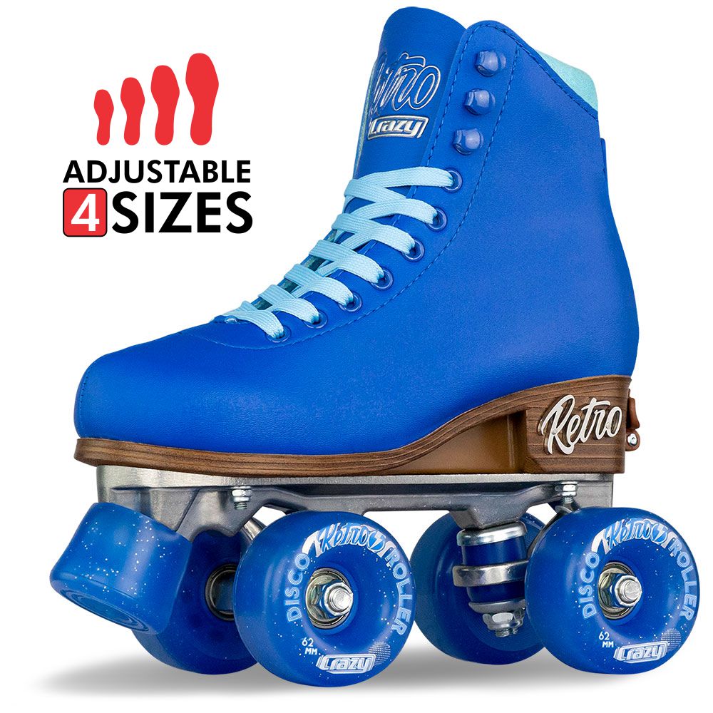 Crazy Skates RETRO adjustable kids roller skates in blue