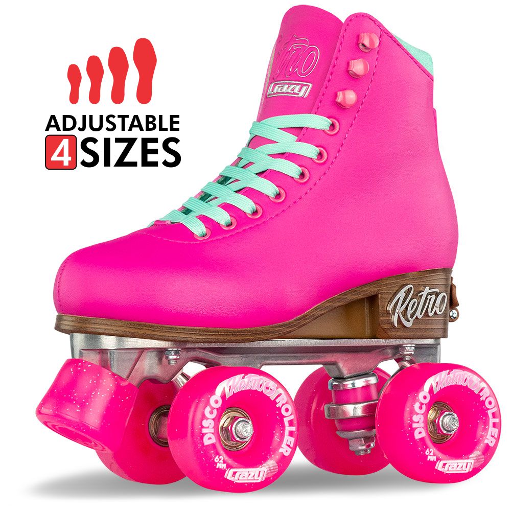 Crazy Skates RETRO adjustable kids roller skates in pink