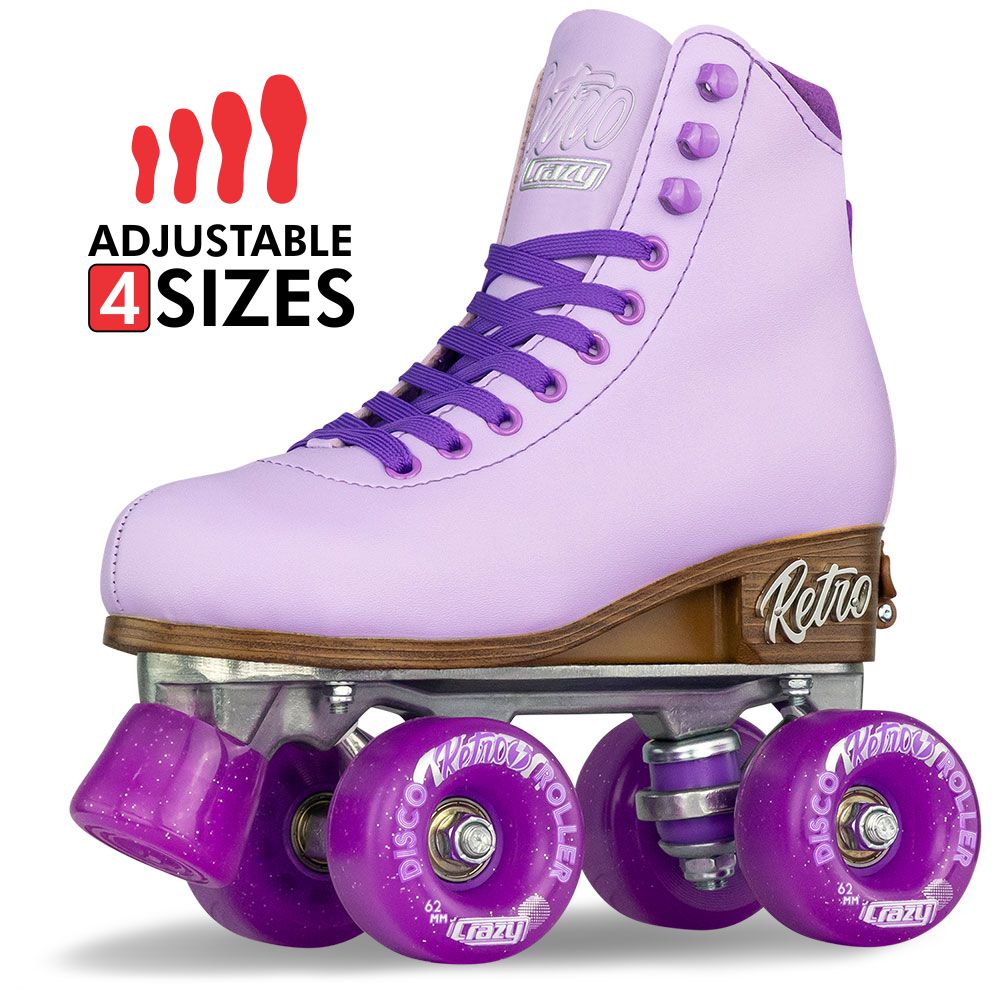 Crazy Skates RETRO adjustable kids roller skates in purple